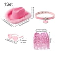 thumbnail image 5 of Jiibva 4Pcs/Set Fluffy Feather Brim Cowboy Hat with Heart Sunglasses Scarf Sequin Dance Dress Set for Women, 5 of 7