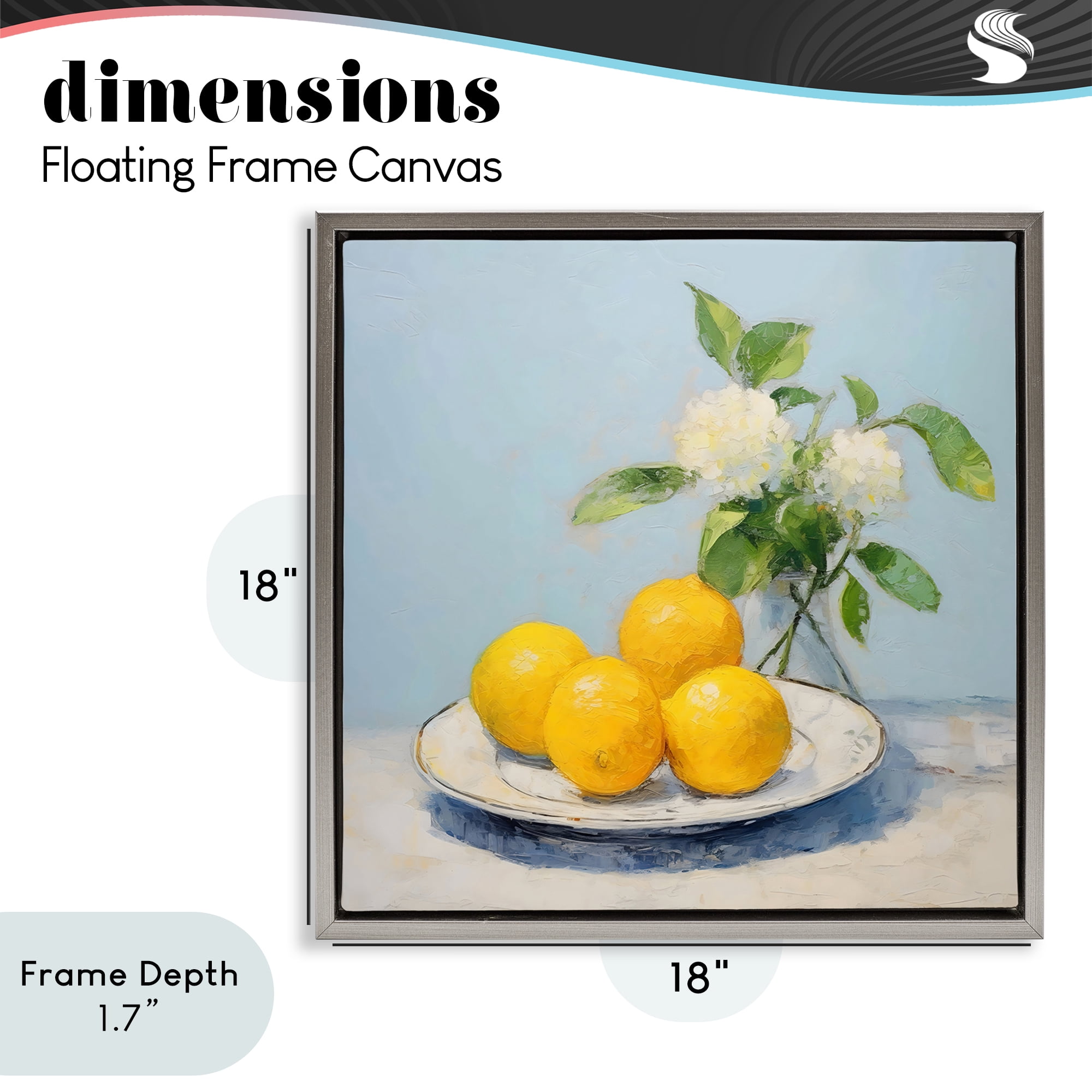 Stupell Industries Vase of Flowers and Lemons Gray Framed Floater Canvas Wall Art, design by Creative Studio