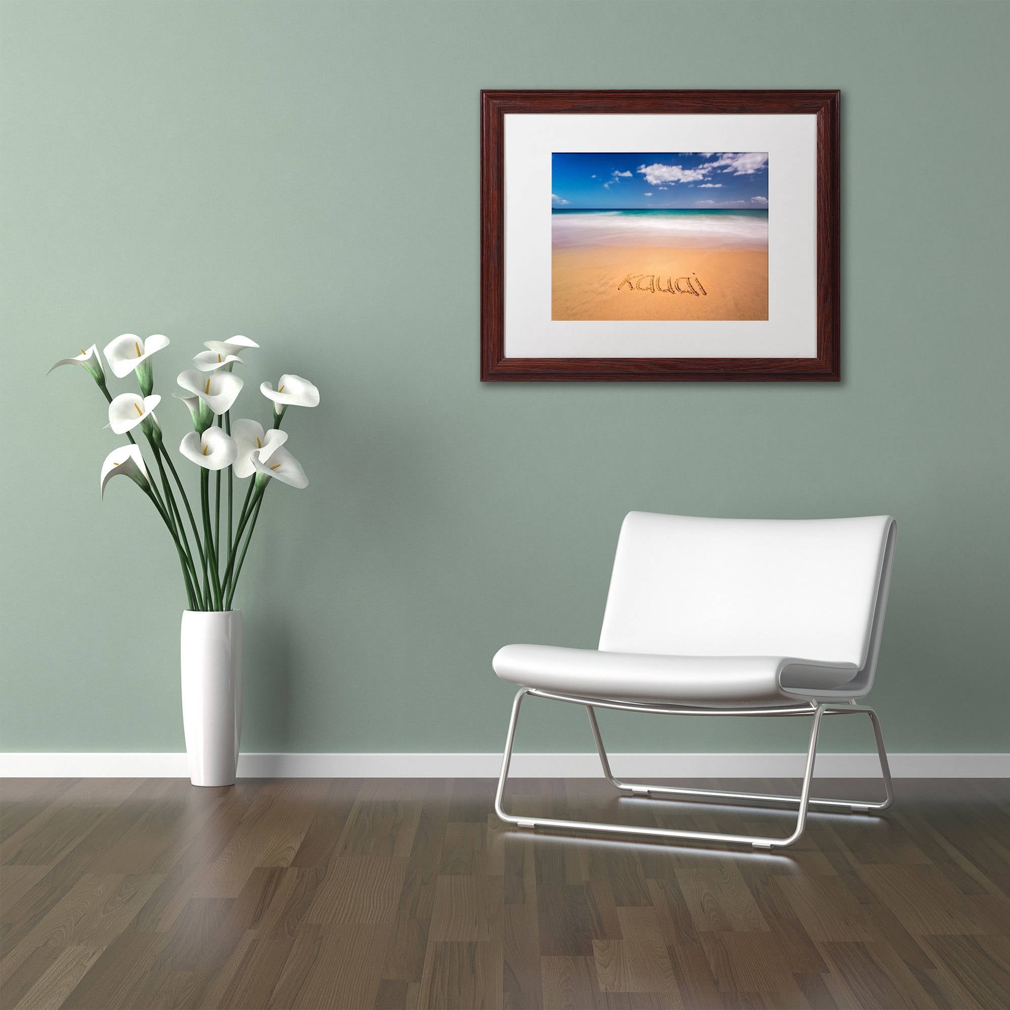 Trademark Fine Art 'Kauai' Canvas Art by Pierre Leclerc, White Matte, Wood Frame