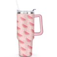 thumbnail image 2 of 40oz Cute Watermelon Pattern Stainless Steel Flip Straw Tumbler Spill Proof Travel Cup Double Wall Vacuum Insulated Coffee Mug with Top Handle, 2 of 6