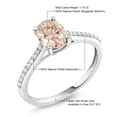 thumbnail image 7 of Gem Stone King 10K White Gold Peach Morganite and White Diamond Solitaire Engagement Ring for Women | 1.00 Cttw | Oval 8X6MM | Gemstone October Birthstone | Size 9, 7 of 7