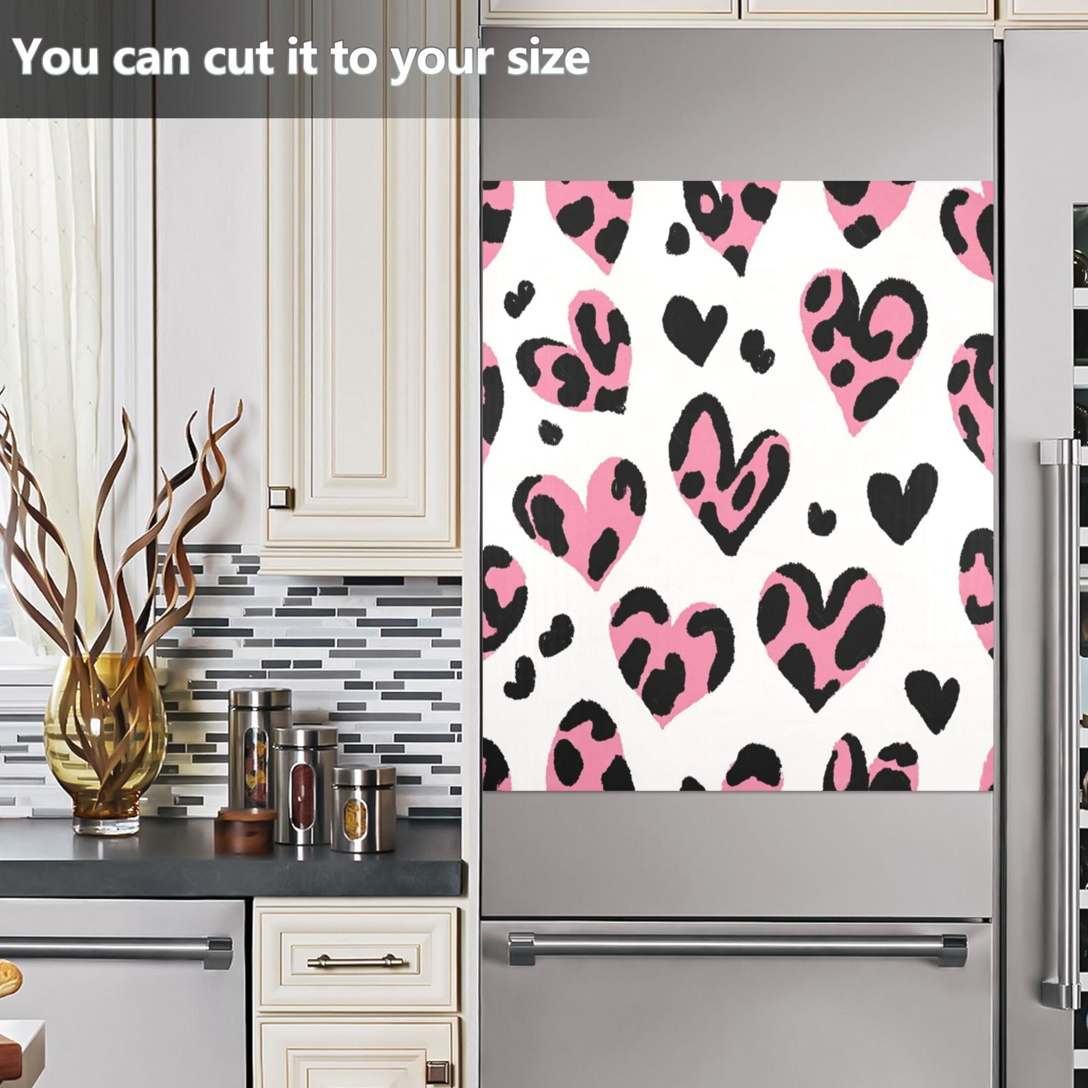 IAUYY Magnetic decorative sticker - 23x26 Inch PVC Refrigerator Decorative Cover, Removable DIY Art for Kitchen Appliances Leopard Print Miller Style