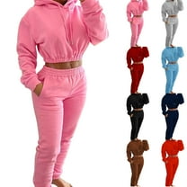 Women's Casual Solid Color Pullover Long Sleeved Hooded Sweatshirts And Pants Two-piece Outfits Set