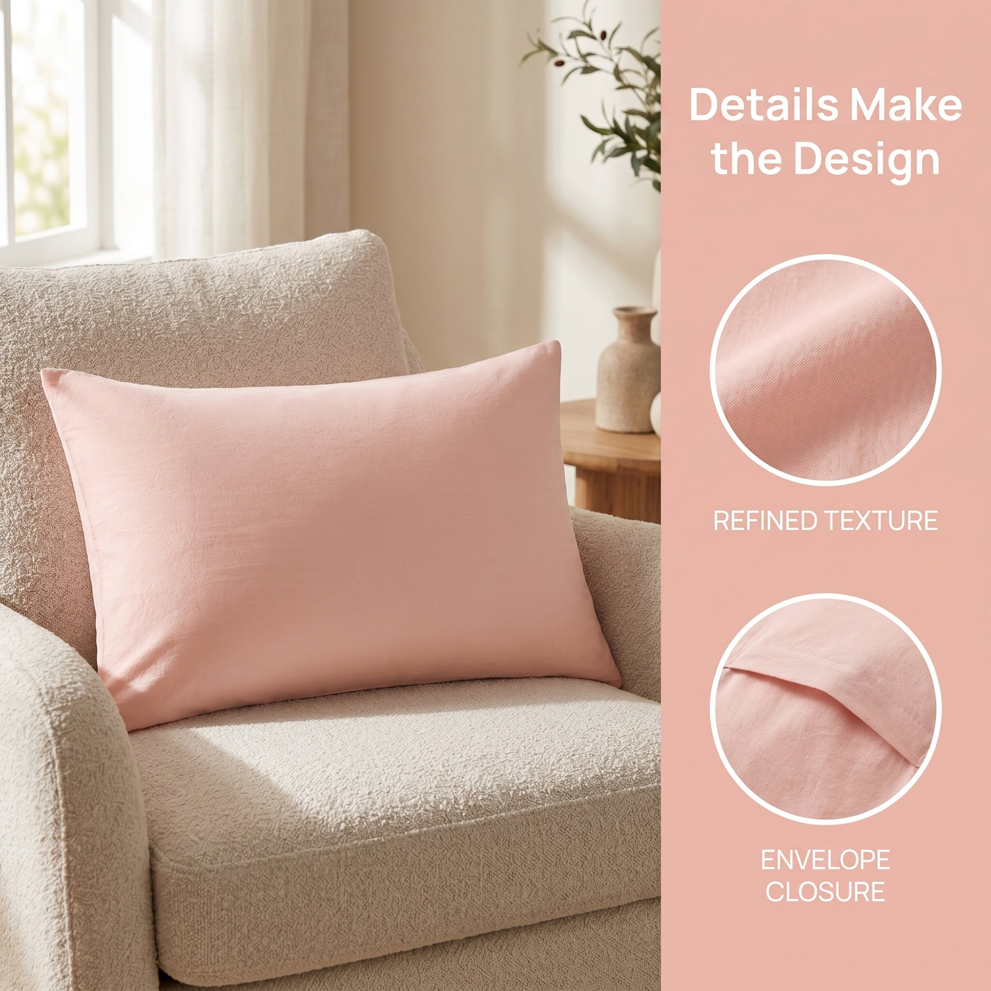 Unique Bargains Cotton Envelope Closure Pillowcases 2 Pack Wrinkle Resistant Bedding Pink