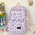 thumbnail image 3 of HUISZJ Bow Print School Backpack, Creative Preppy College Backpack, Middle School Bag for Travel Commute Work (Purple), 3 of 10