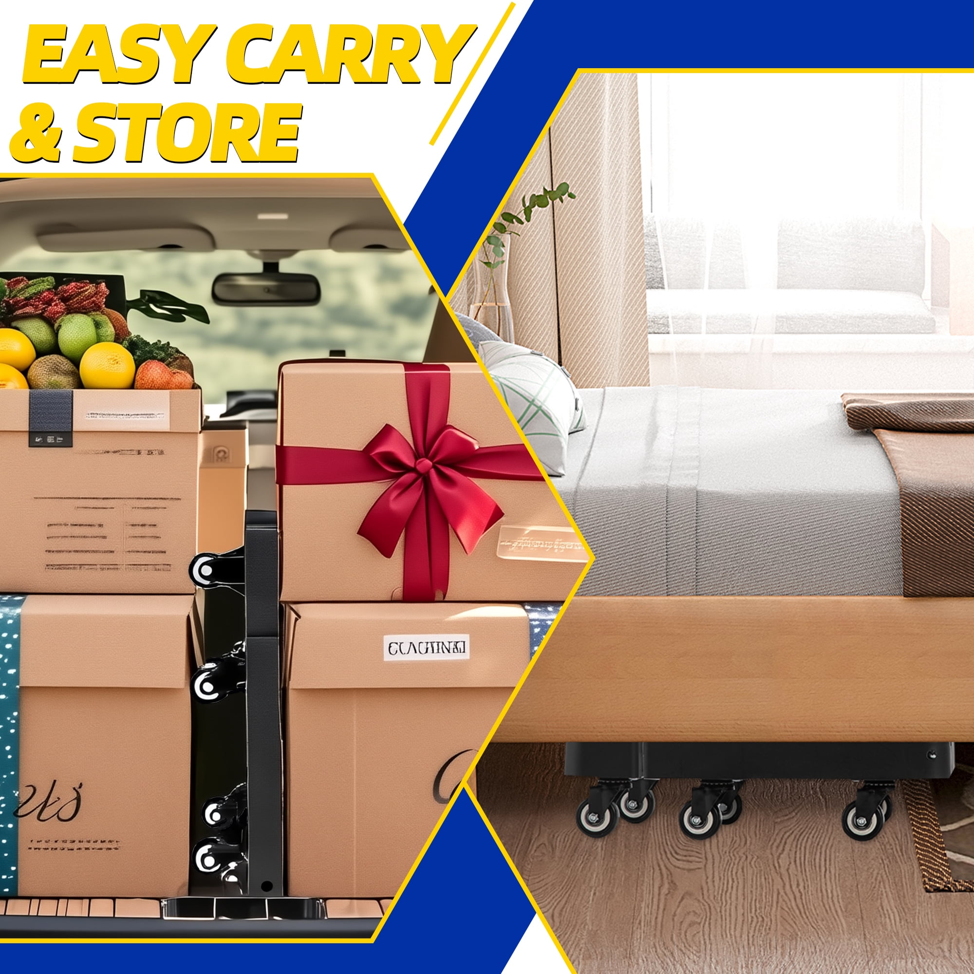 OUTMASTER  6 Wheel Folding Hand Truck-500lbs Capacity,Adjustable Handle & 360° Wheels for Home/Office/Travel