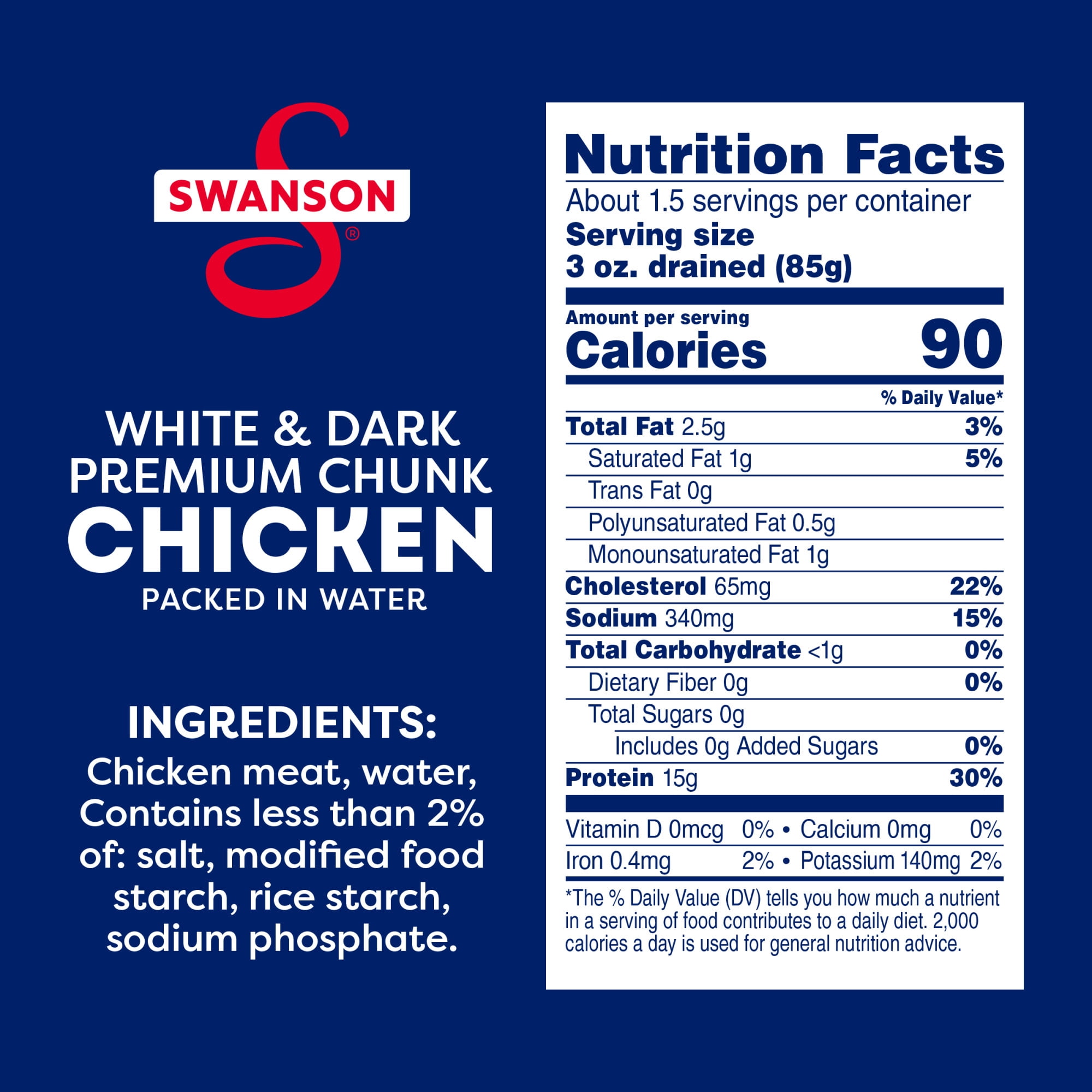 (12 pack) Swanson White and Dark Premium Chunk Canned Chicken Breast in Water, 9.75 oz Can