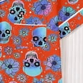 thumbnail image 4 of Elegyee Girls' Halloween Pajamas Sleepwear Short Sleeve Button Down Shirt Shorts, Orange, Size 7-8, 4 of 8