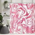 thumbnail image 4 of Aesthetic 70S Abstract Wavy Swirl Shower Curtain,Cute Pink Marble Bath Curtain, Modern Ombre Retro Boho Minimal Bathroom Accessories Groovy Teen Girls Bathroom Curtain Liner Set Hooks, 4 of 6
