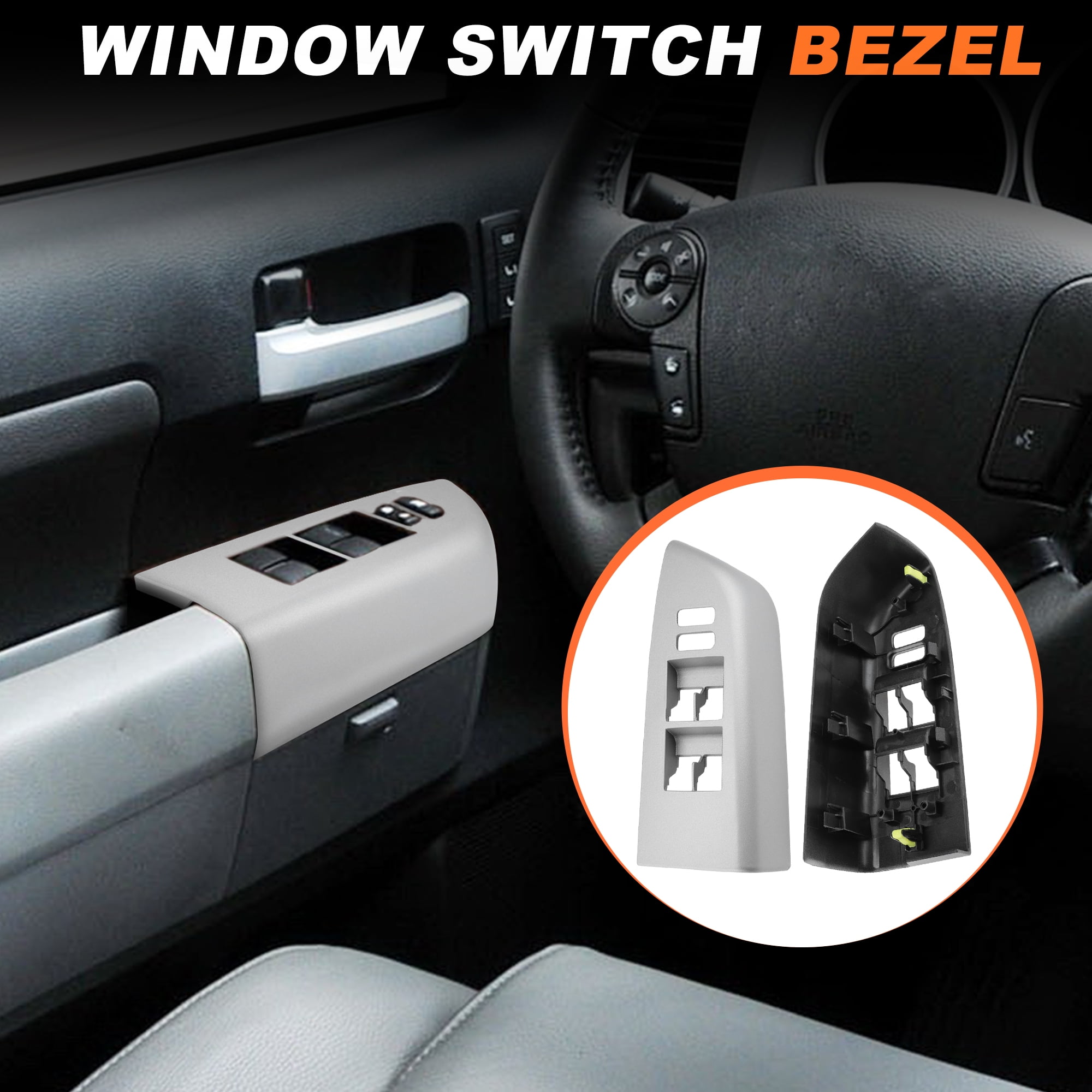 LH Driver Left Side Front Armrest Door Window Switch Panel Bezel Trim for Toyota Tundra 2007-2013 Replaces# 742320C100 Gray