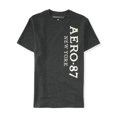 thumbnail image 1 of Aeropostale - Camiseta con logotipo vertical adornado para hombre, gris, XXL Aeropostale  Camiseta adornada, 1 of 2