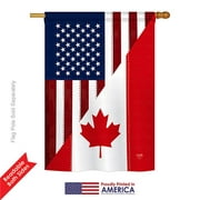 Breeze Decor 08190 US Canada Friendship 2-Sided Vertical Impression House Flag - 28 x 40 in.