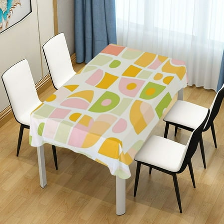 

54x54 Inch Tablecloth Polyester Square Tablecloth for Home Kitchen Dinner Decor Cute and Colorful Retro Groovy