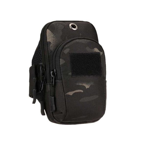 Running Phone Armband Bag Side Wrist Pouch Holder Handbag Waterproof Elastic Belt Multi Pocket Compact Fanny Pack Hiking Black camouflage