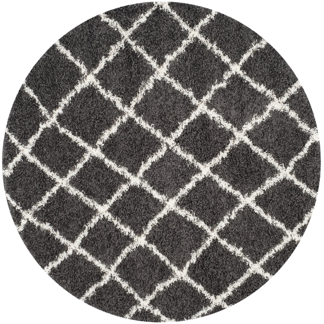 SAFAVIEH Dallas Jerrie Geometric Shag Area Rug, Dark Grey/Ivory, 8' x 10'