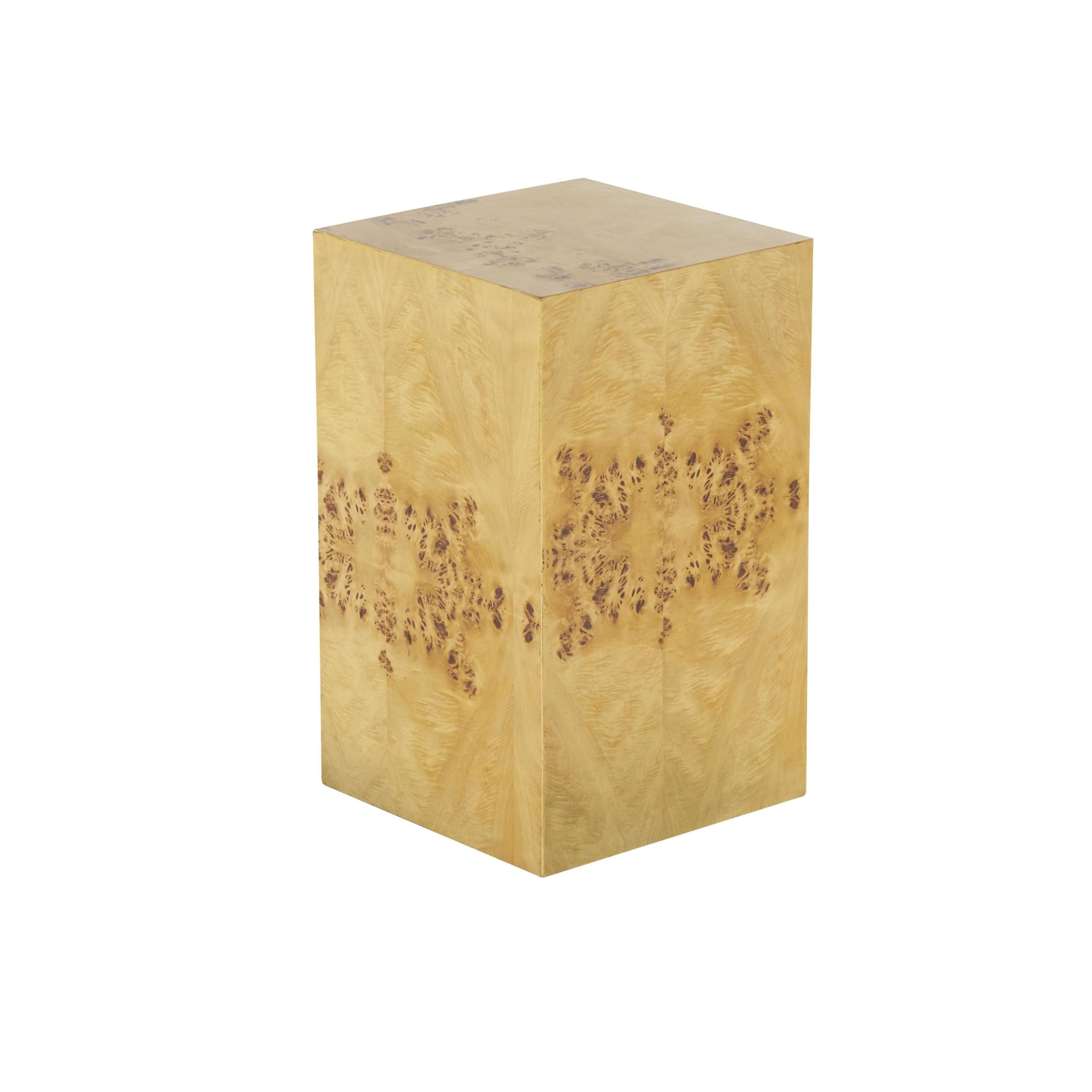 DecMode 12" x 20" Brown Wood Square Cube Accent Table with Wood Grain Patterns, 1-Piece