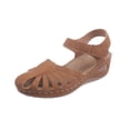 thumbnail image 2 of HTHLVMD Closed-Toe Cutout Wedge Sandals, Women's Wedge Heels Ankle Strap Low Summer Sandals Closed Toe Hollow Out Orthopedic Bohemia Fishmouth Wedges Sandal, Light Brown 8, 2 of 7