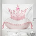 thumbnail image 1 of Girls Tapestry, Cartoon Style Pink Cartoon Crown on Pillow Tail Fantasy Girlish Fashion, Fabric Wall Hanging Decor for Bedroom Living Room Dorm, 5 Sizes, Pale Pink, by Ambesonne, 1 of 1