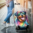 thumbnail image 3 of Hippie Rottweiler Portrait Watercolor Tie-Dye Vintage Styles Travel Luggage Cover Rottie Dog Lover Gifts Idea Suitcase Dust Protective Decor - 00014, 3 of 5