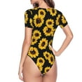 thumbnail image 4 of Naloa Sunflower 6 Women's Short-Sleeved Onesie, One-Piece Swimsuit for Parties, dates, clubs - Medium, 4 of 9