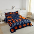 thumbnail image 3 of Basketball King Comforter Set Sports Bedding Sets Teen Sport Game Ball Theme Down Comforter Basketball Decor Bedroom Bed Set Sports Comforter Sets 3 Pcs Navy Blue Orange, 3 of 7