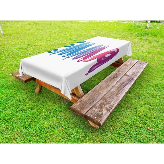 Emma Outdoor Tablecloth, Feminine Girl Name Design with Ornate Balloons Mainstream Female Themed Illustration, Decorative Washable Fabric Picnic Table Cloth, 58 X 84 Inches,Multicolor, by Ambesonne