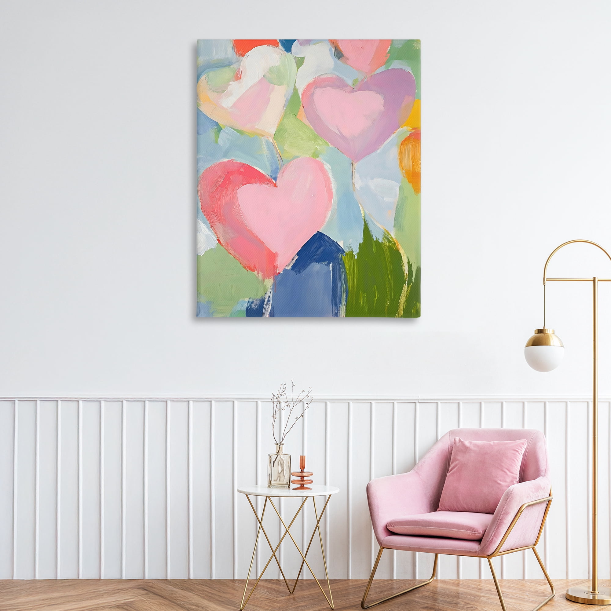 Stupell Industries Pink Hearts Abstraction Canvas Wall Art, design by The Prints Vibe