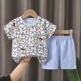 thumbnail image 2 of UAYOTSE Baby Boy Clothes Baby Boy 2PCS Outfits Short Sleeve Round Neckline Tops Pants Set Baby Boy Spring Summer Clothes 2PC Short Sleeve Pajamas,Sizes 7-8 Years, 2 of 4