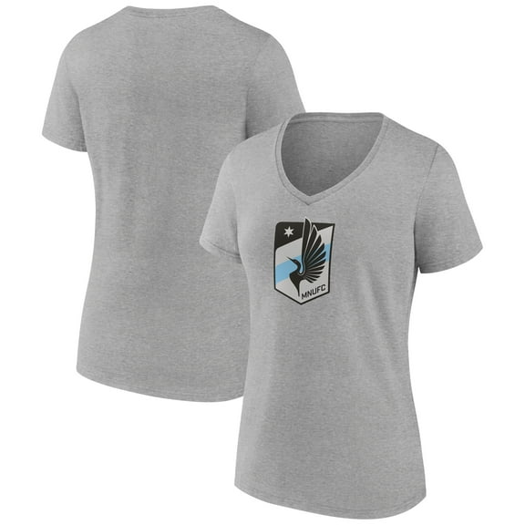 Women's Gray Minnesota United FC Official Logo V-Neck T-Shirt