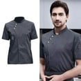 thumbnail image 4 of Hi,Fancy Chef Jacket Short Sleeve Cooking Clothes Simple Chef Coat for Restaurant Gray XXL, 4 of 9