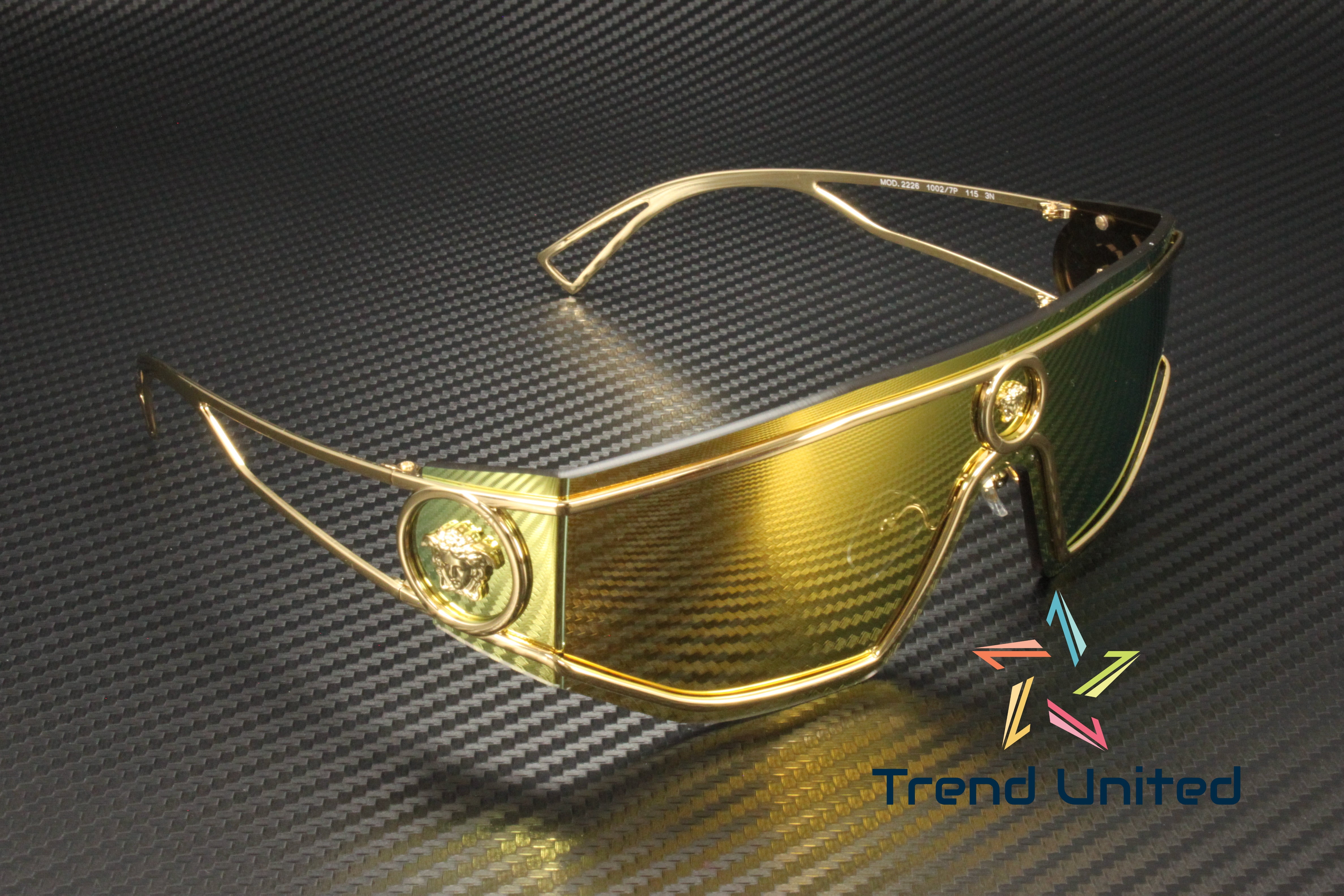 Versace Brown Mirror Gold Shield Men's Sunglasses VE2226 10027P 145