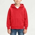 thumbnail image 2 of CYRBOKO Boys Zip Up Hoodies, Casual Fall Lightweight Long Sleeve Kids Sweatshirts Outerwear with Pockets Red Size 9-10 T, 2 of 5