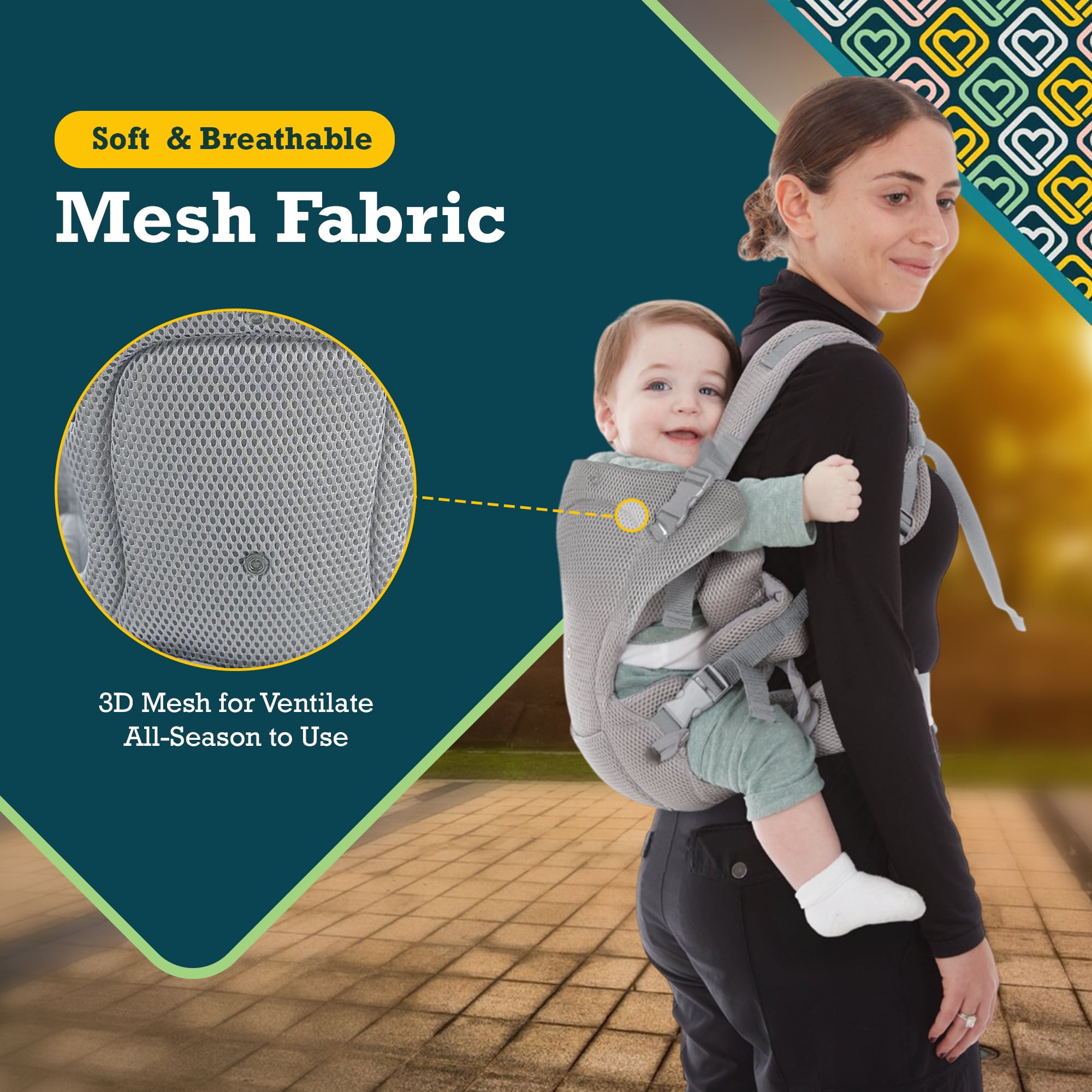 Safety 1st Cool Breeze All-Season Baby Carrier Breathable and Adjustable Toddler & Newborn Carrier
