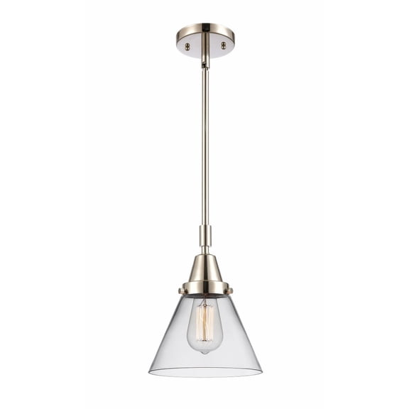447-1S-PN-G42 Innovations Lighting Cone - 1 Light Stem Hung Mini Pendant In Industrial Style-11.13 Inches Tall and 8 Inches Wide-Polished Nickel