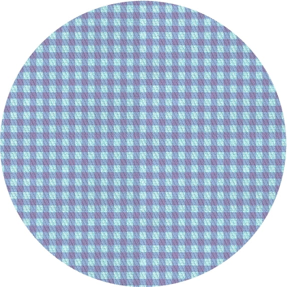 Ahgly Company Machine Washable Indoor Round Transitional Light Purple Blue Area Rugs, 7' Round