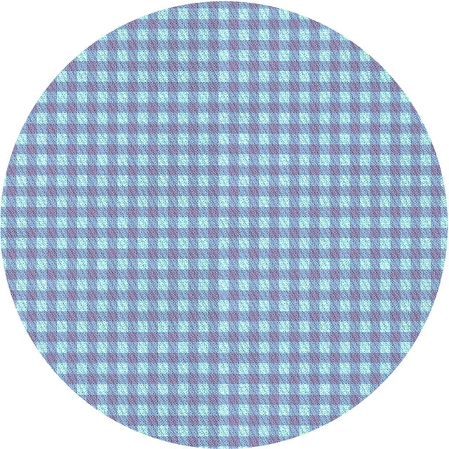 Ahgly Company Machine Washable Indoor Round Transitional Light Purple Blue Area Rugs, 4' Round