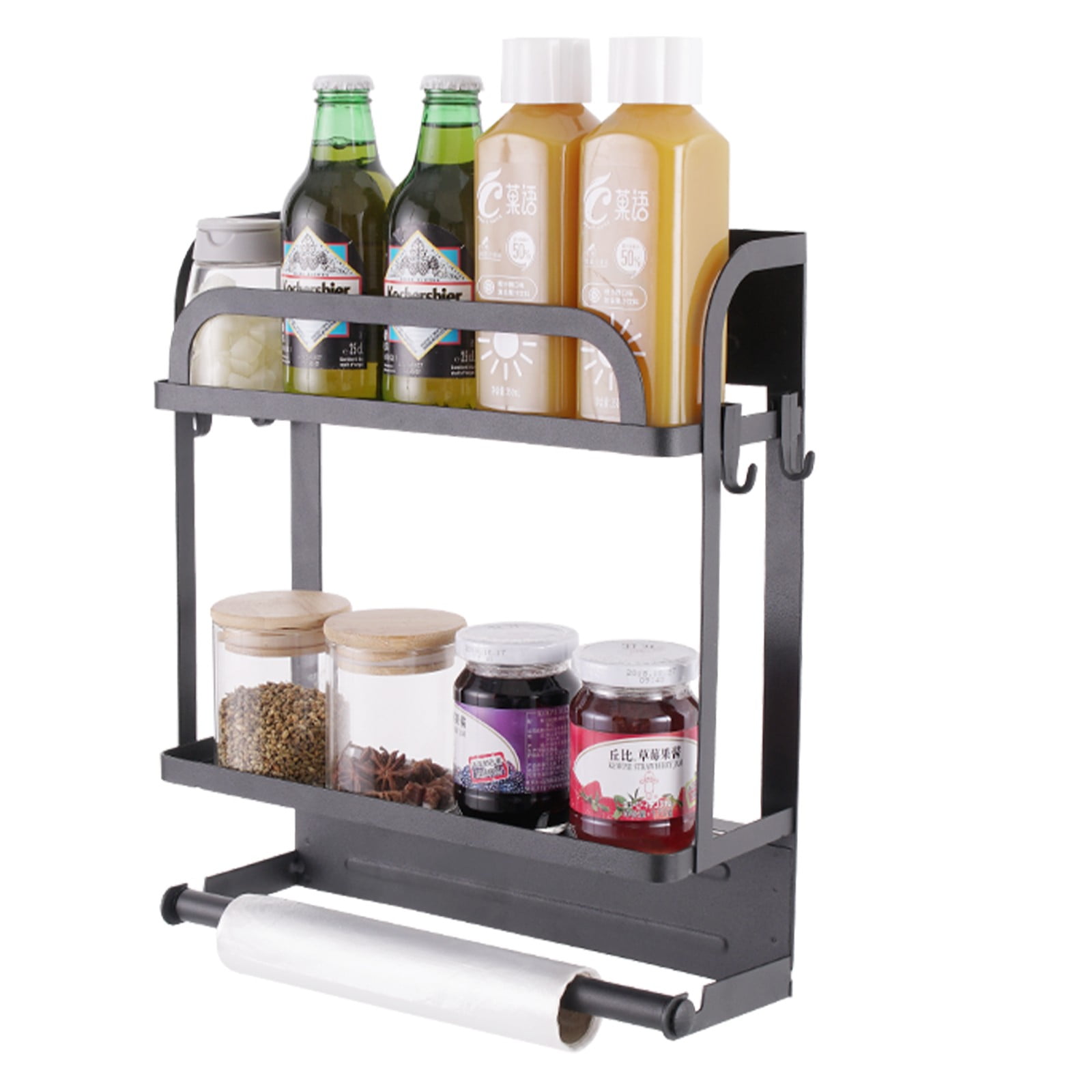 LYINGF Magnetic Spice Rack for Refrigerator, Kitchen Organizer and Storage Shelf for Fridge and Oven, Space-Saving Fridge Organizer for Spices, Condiment Packets, and Small Jars