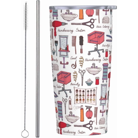Hairdressing Salon Tumbler, Hair Stylist 20oz Stainless Steel Insulated Travel Tumbler,Travel Coffee Mug with Lid and Straw Cups Gifts for Women Men