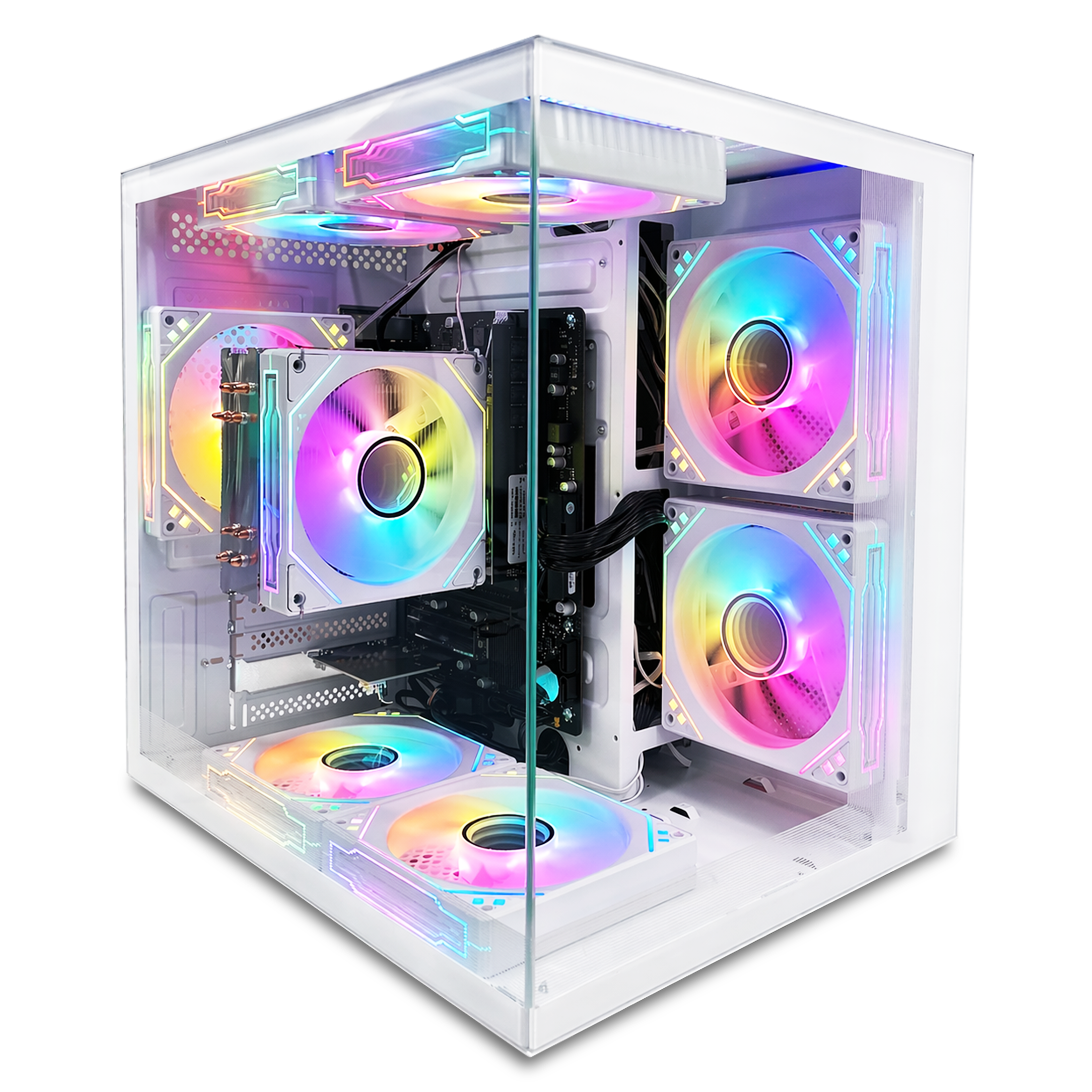 Suevery Gaming PC Desktop Computer, AMD Ryzen 5 5600GT, 16GB DDR4 RAM, 512GB NVMe 3.0 SSD, Wi-Fi 6, RGB Fan, 650W, Prebuilt Computer, White