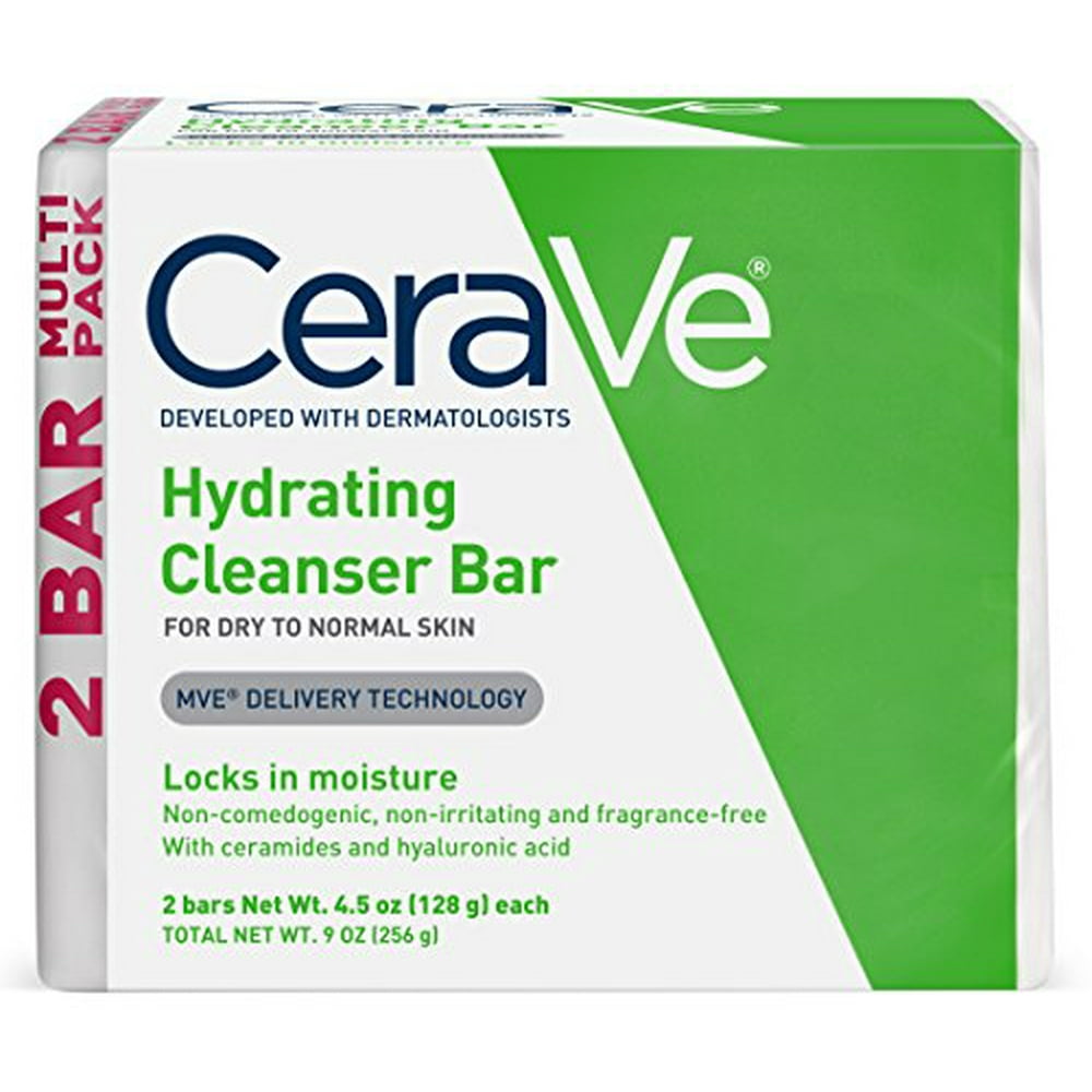 2 Pack CeraVe Hydrating Cleansing Bar Soap, 2pack (4.5 oz each