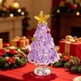 thumbnail image 7 of Bomd Mini Glass Christmas Decoration, Crystal Decoration With Colorful Lights And Golden Star, for Holiday Celebrations, Home, Office, Desk, Party Decor And Christmas Gift(Purple White), 7 of 7