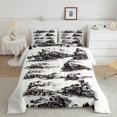 thumbnail image 2 of Erosebridal Trains Twin Size Comforter Set, Steam Vehicles Printed Soft Bedding Sets, Woodland Trees Mountains Comforter For Bedroom, White Black Vintage Road Lightweight Down Comforter, 2 of 6