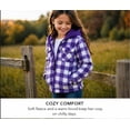 thumbnail image 2 of TrailCrest by Treel Kids Hooded Fleece Jacket – Warm Zip Up Plaid Coat with Pockets, Checkered Winter Outerwear, Purple & White Plaid, 5/6, 2 of 8