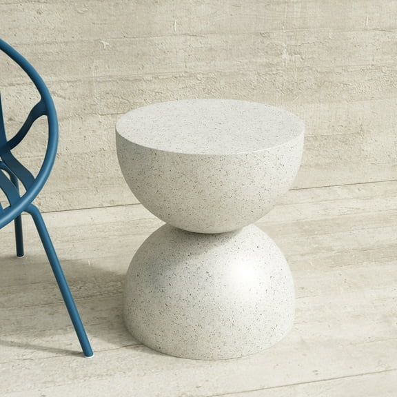 Alina End Table for Indoors or Outdoors - Stone White Finish with Faux Gold Fakes