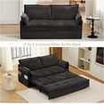 thumbnail image 2 of Modern Convertible Sleeper Sofa with USB Charging, Queen-size Corduroy Upholstery Sofa Bed, Black, 2 of 6