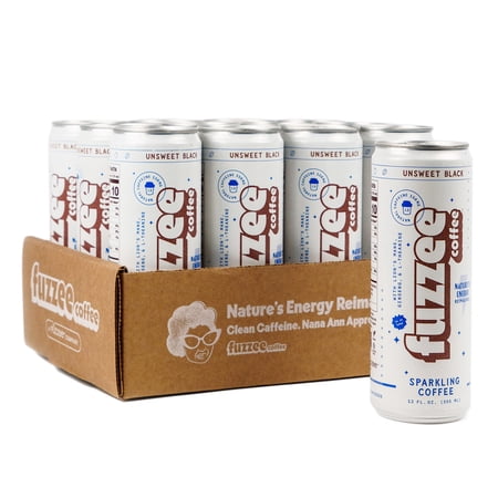Fuzzee Coffee Sparkling Cold Brew Unsweetened Black Lion s Mane Natural Energy 12 Pack