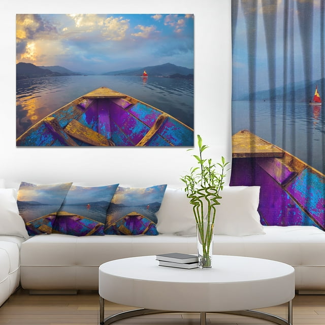 Boat in Himalaya Mountains Lake - Boat Canvas Art Print