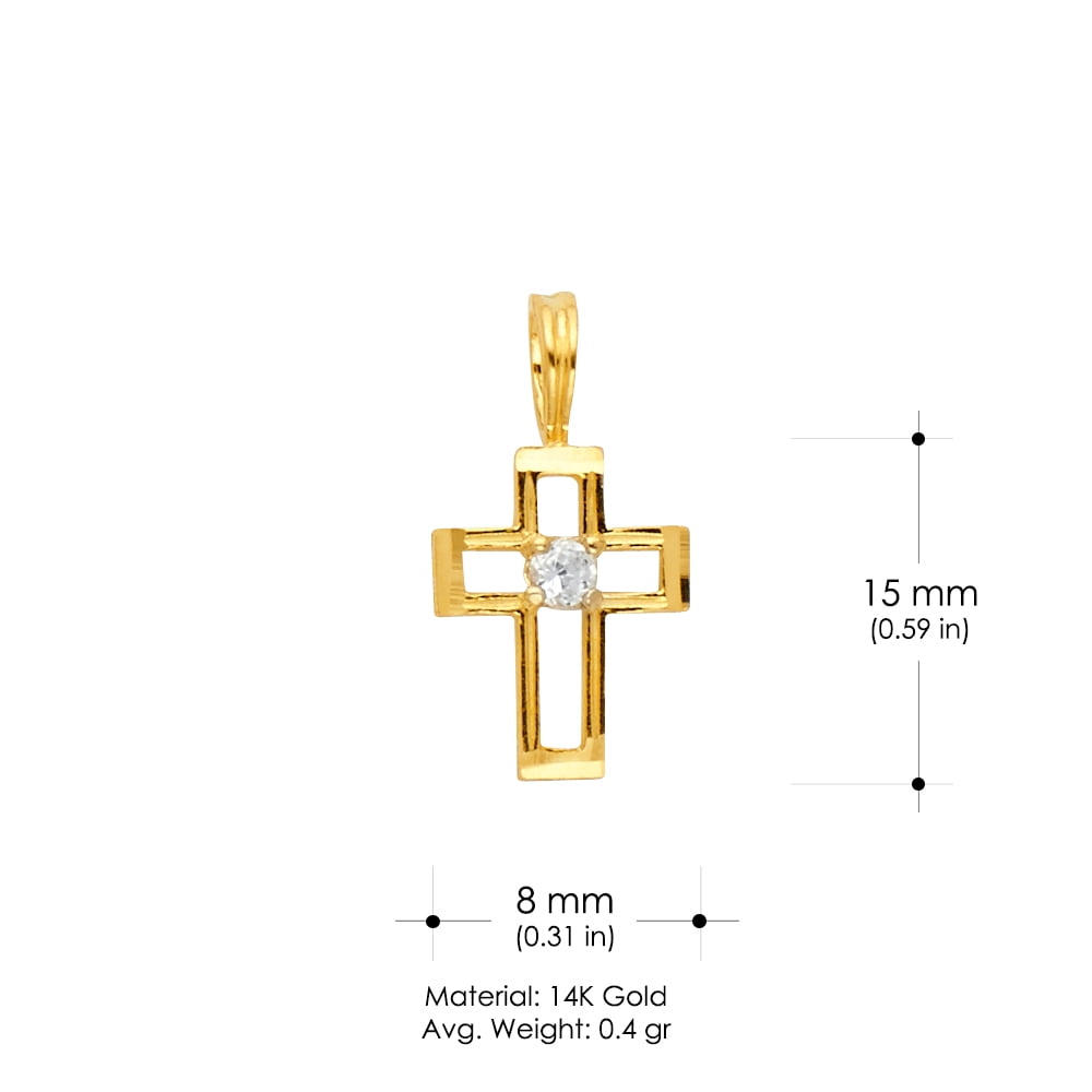 14K Yellow Gold Religious Crucifix Charm Pendant For Necklace or Chain