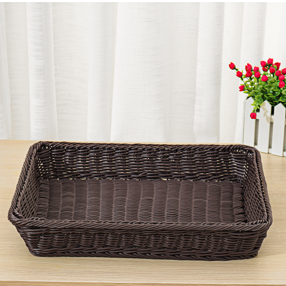 Rattan Storage Basket Handmade Vegetable Fruit Bread Food Snacks Organizer Box