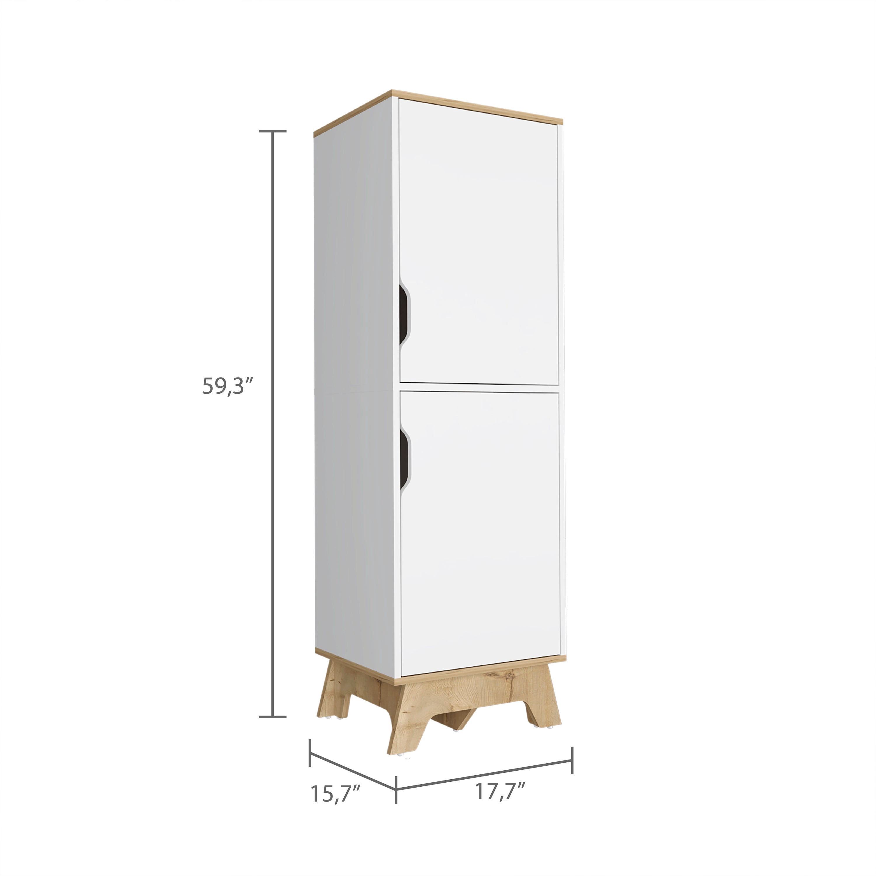 Boahaus Ox Modern Pantry Cabinet, Assembled Product Height 59 in, Light oak / White
